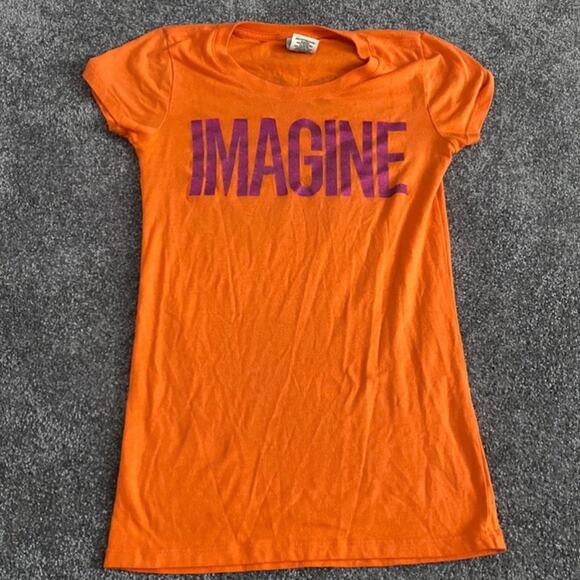 VS PINK Orange Imagine Short Sleeve Shirt Heart Back Size Small - Picture 9 of 9